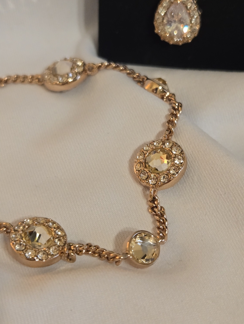 Givenchy Gold Crystal Teardrop Earrings with Matching Station Bracelet - Picture 4 of 12
